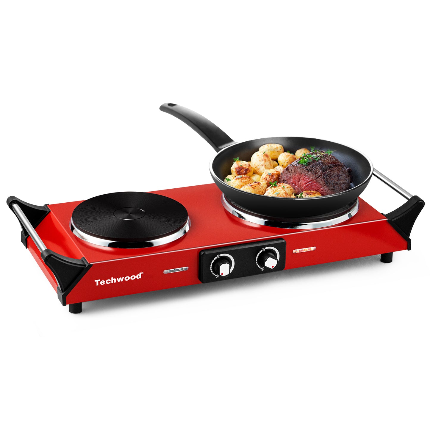 CUSIMAX 1800W Hot Plate, Cast Iron Double Burner, Electric Cooktop