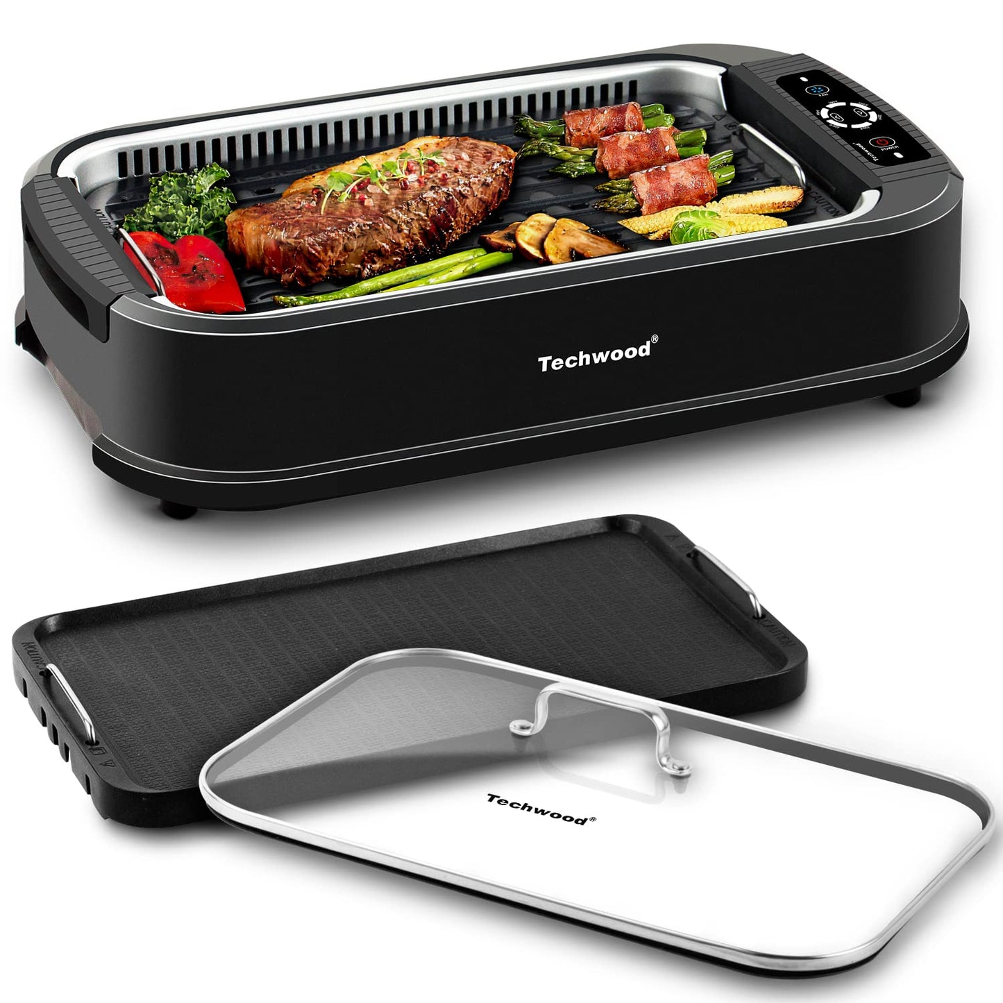 Electric Indoor Grill Griddle Grill Appliance Portable Compact Korean BBQ  Grill with Removable Plate,Lid, Nonstick Cooking Surface, Quick Heat Up