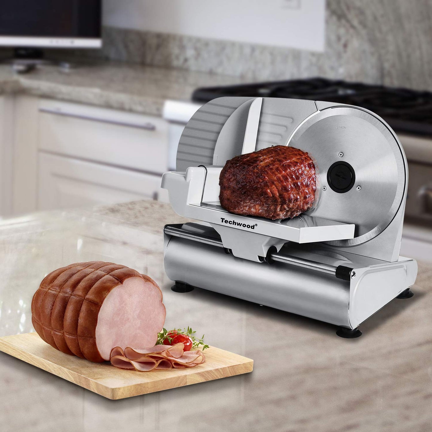Techwood Meat Slicer Electric Food Slicer with 9” Removable Stainless Steel Blade and Pusher