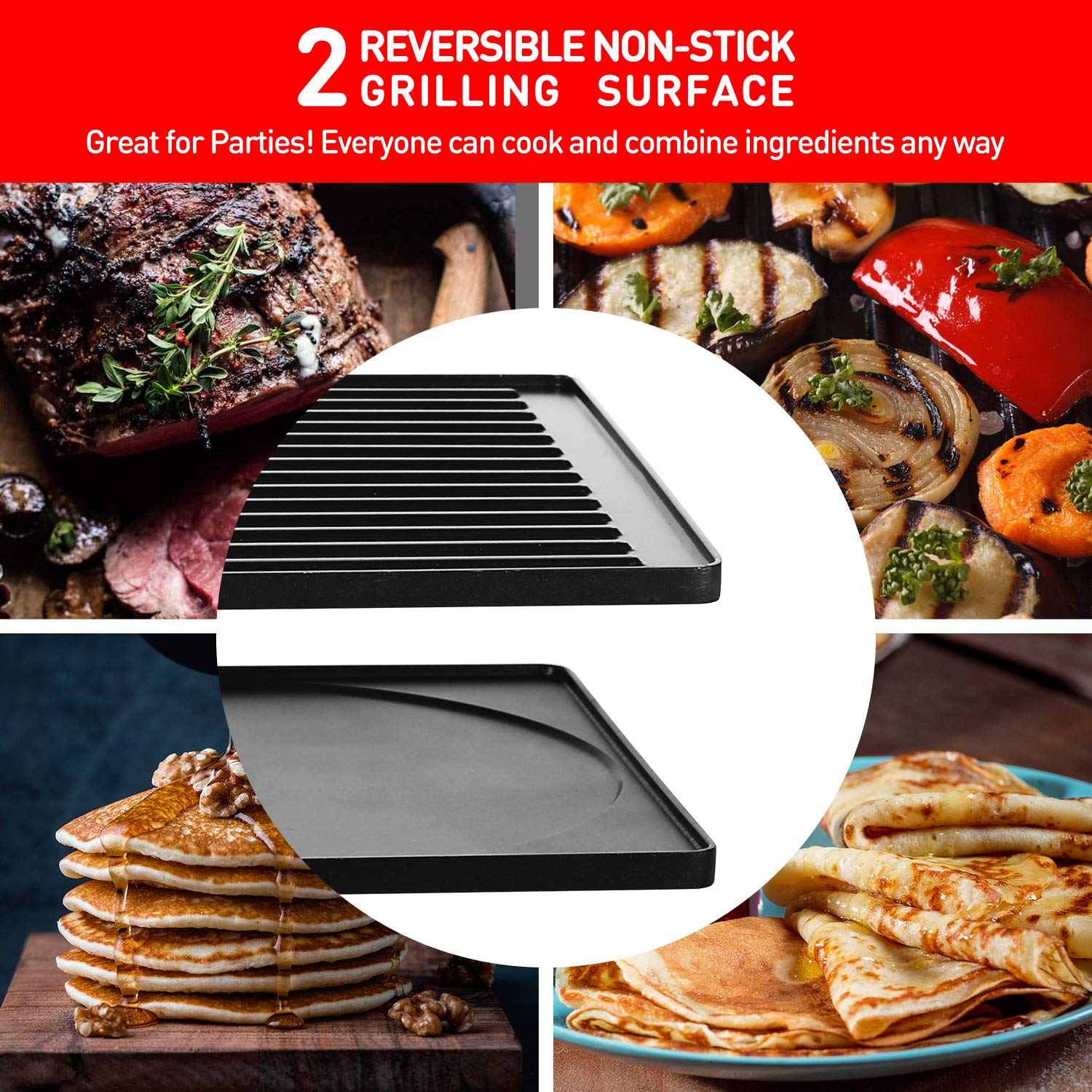 Indoor Grill, Techwood 1500W Smokeless Electric Grill with Non-Stick Grill  Plates, Korean Grill with Temperature Control, Tempered Glass Lid,  Dishwasher-Safe 