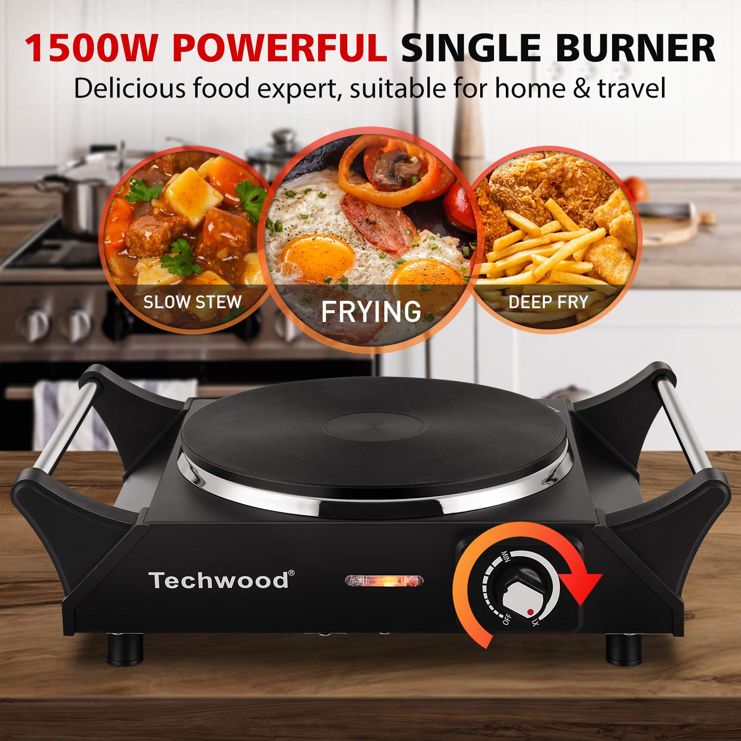 1500W Hot Plate for Cooking Electric Single Burner with Handles 6