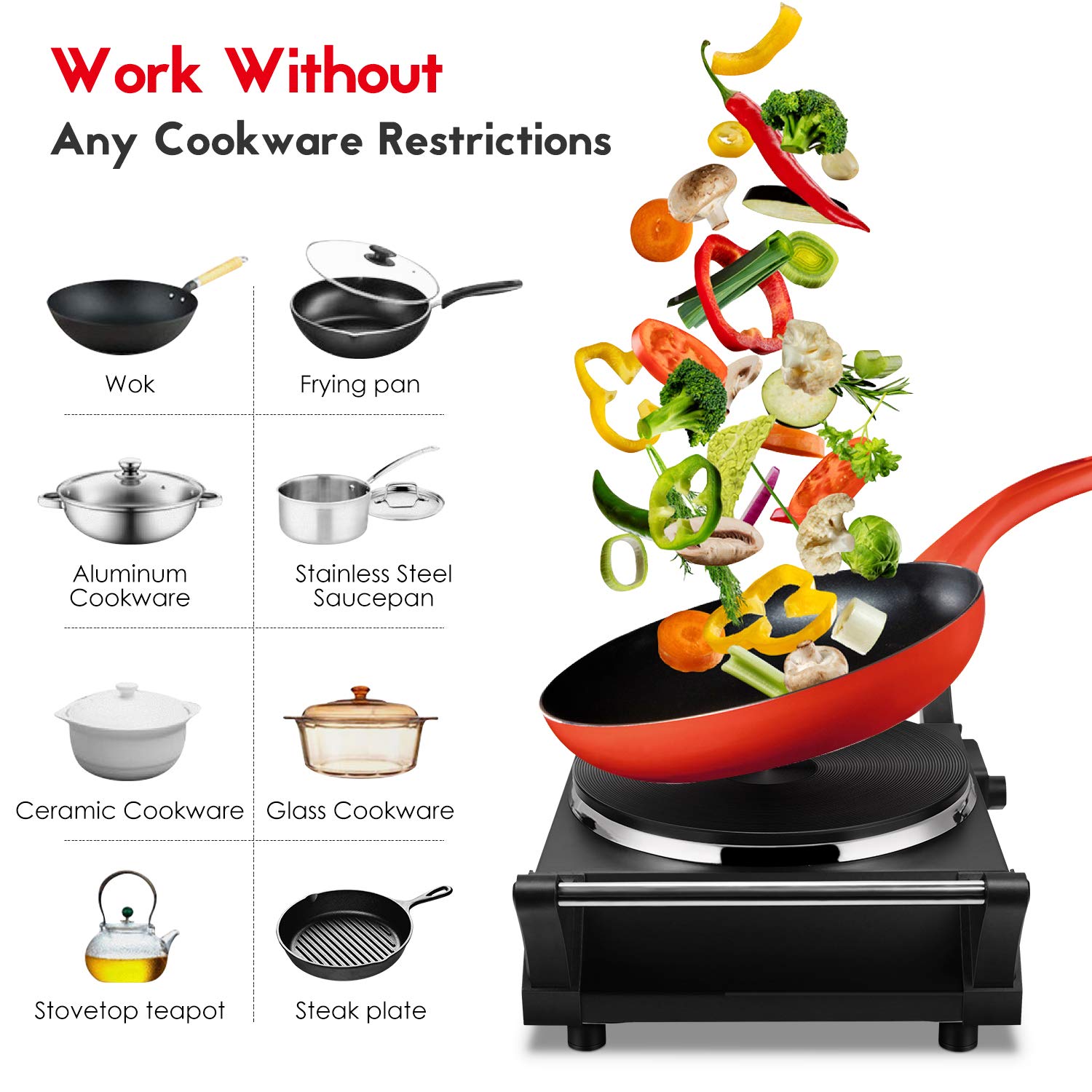 Techwood Hot Plate Electric Stove Single Burner Countertop Infrared Ceramic  Cooktop, 1500W Timer and Touch Control