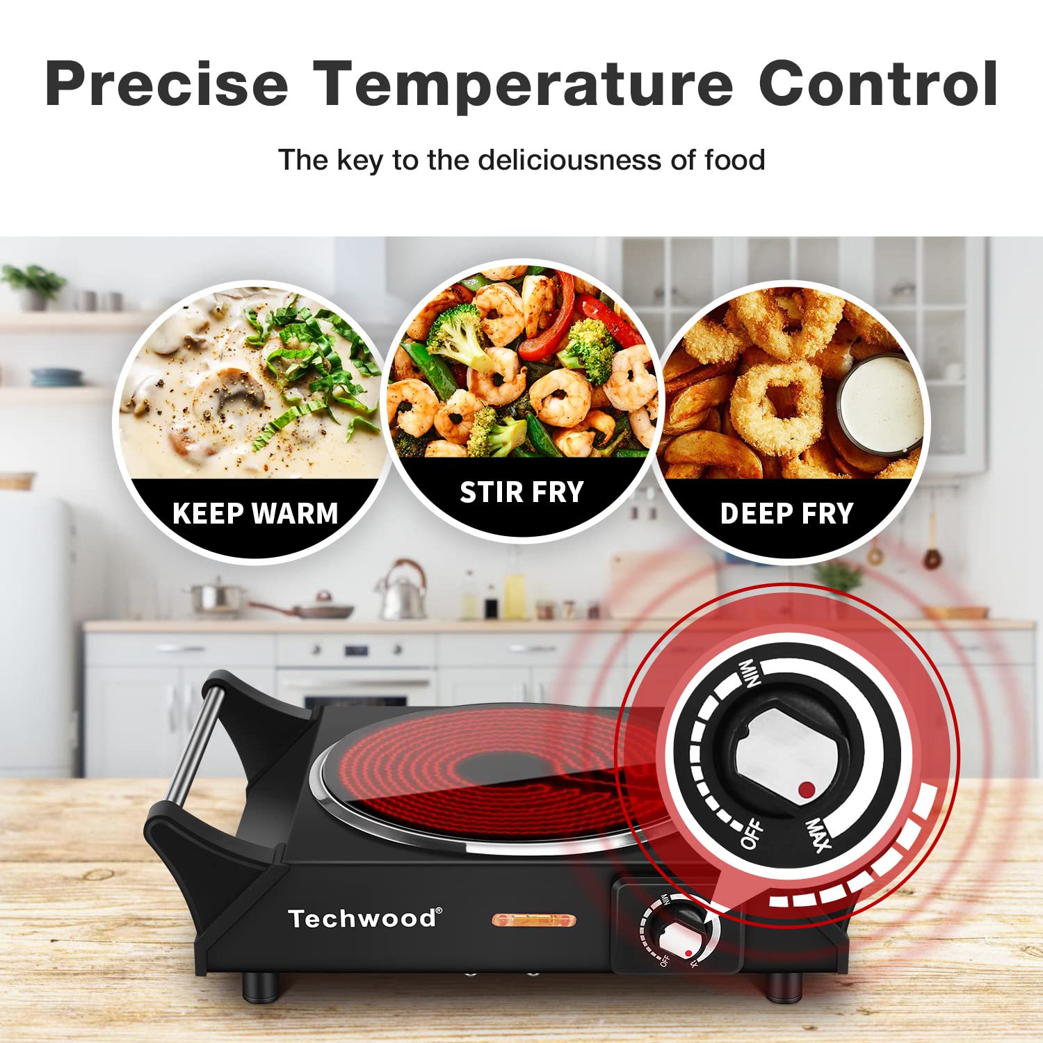 Techwood 7.5 Hot Plate Portable Electric Stove for Cooking,1500W